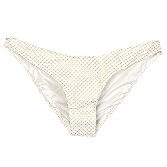 Melissa Odabash Womens Vienna Bikini Bottom In Hexagon Gold White Size 46 NWT - Picture 1 of 9
